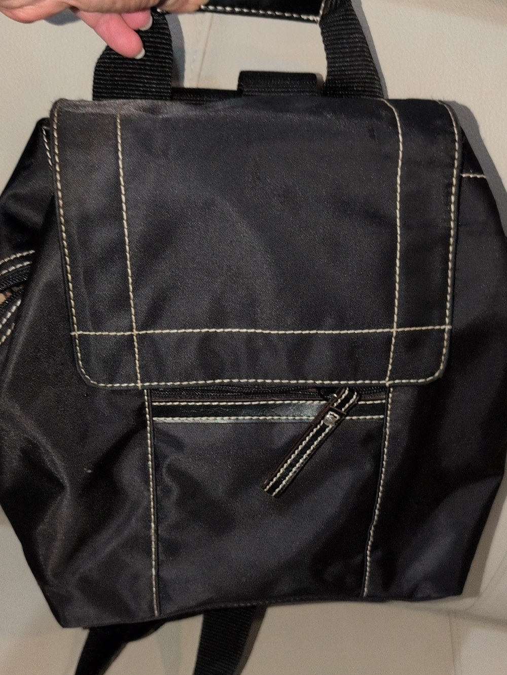 Nine West Black Nylon Multi Compartment Mini Backpack